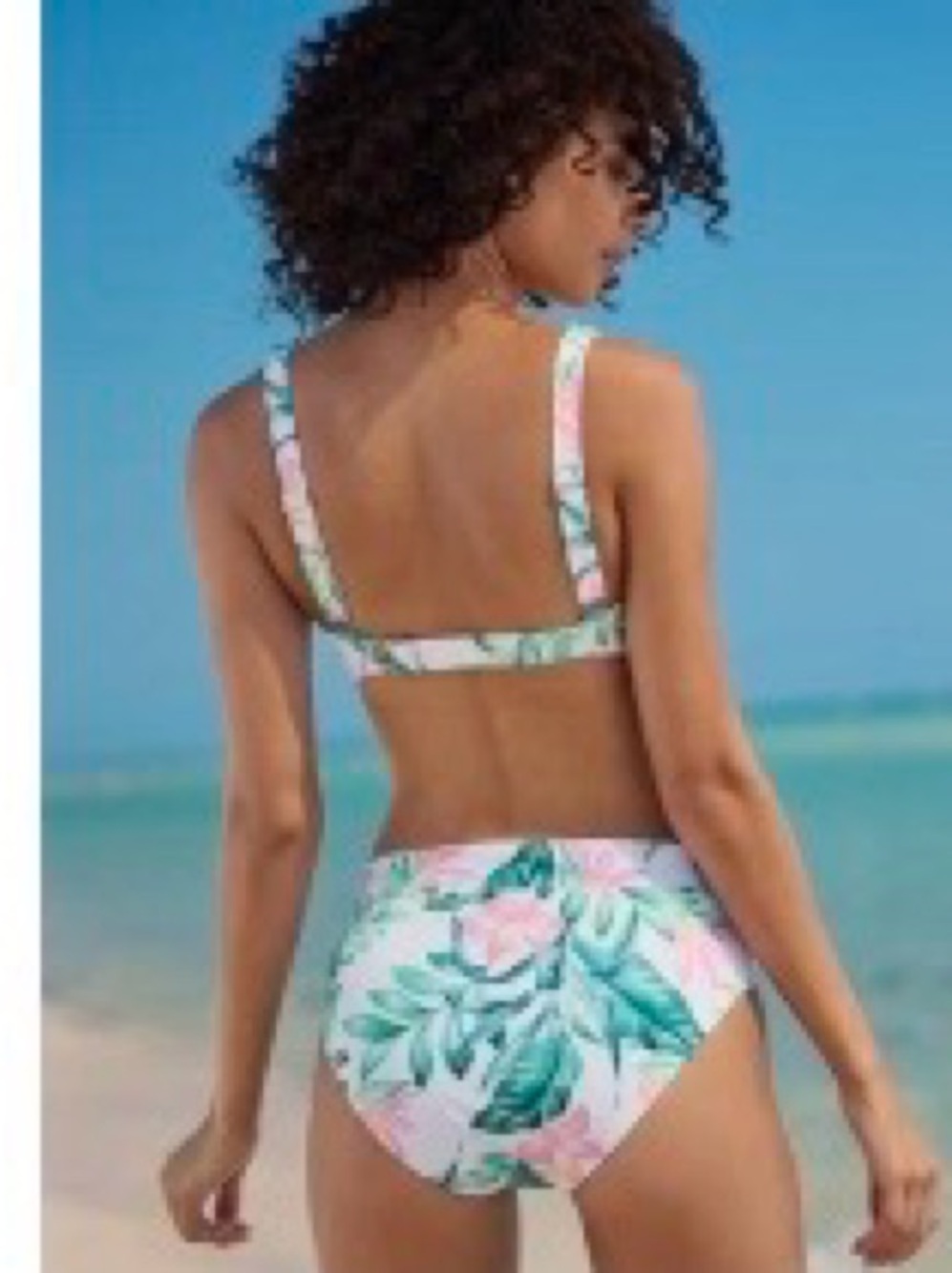 VENUS Pink and Green Floral High-Waist Bikini